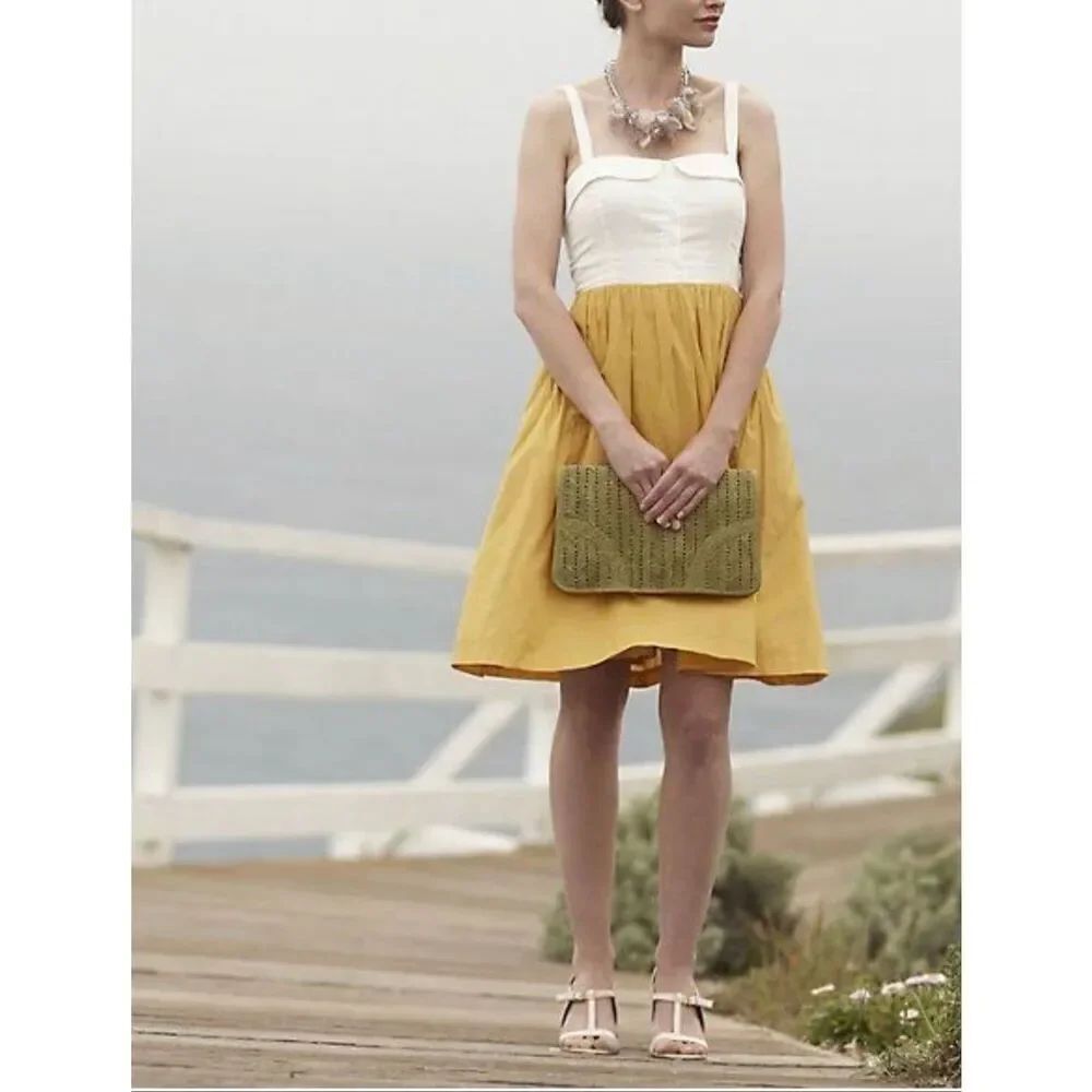 Maeve Anthropologie vappu mustard golden sundress size 0